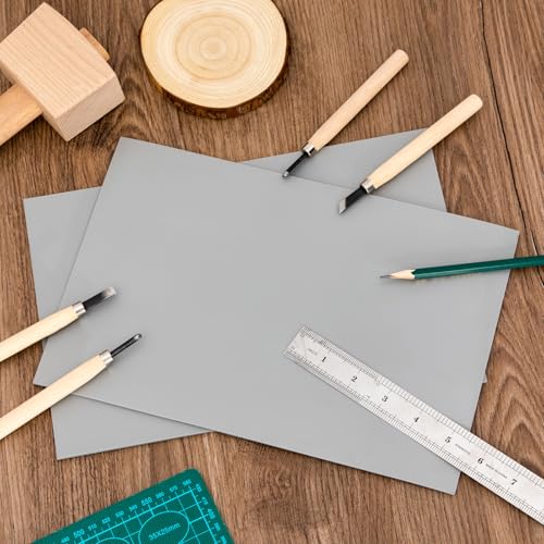 Yeaqee 8 Pcs 9 x 12 Inch Linoleum Block Rubber Carving Block Soft Linocut Blocks Large Linoleum Sheet Unmounted Lino Plates for Engraving Art Project Printmaking Artist Studio Supplies, Gray