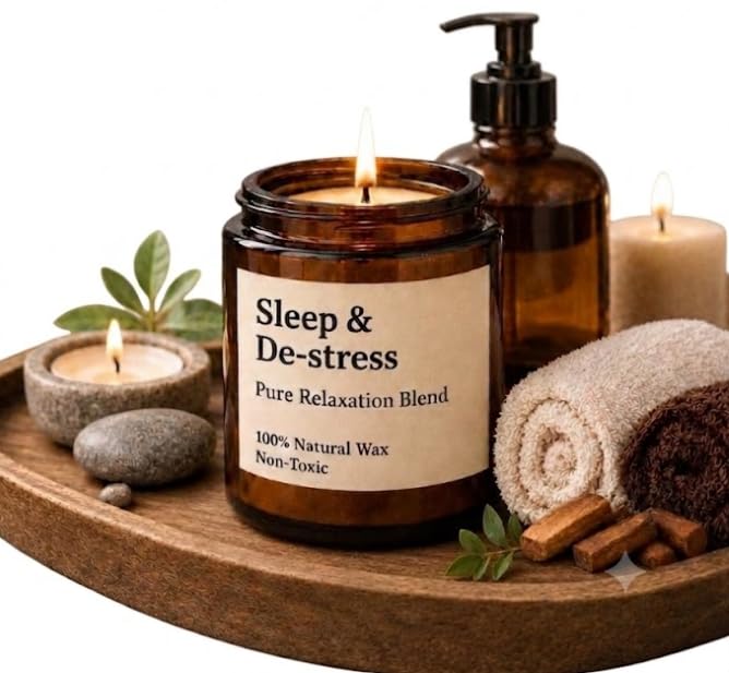 Glow Getter Aromatherapy Soy Wax Candle for Stress Relief & Deep Relaxation,Long Burning Amber Jar Candle (Up to 48 Hours), Calming Home Fragrance for Bedroom, Spa & Meditation (Sleep and Destress)-image-48