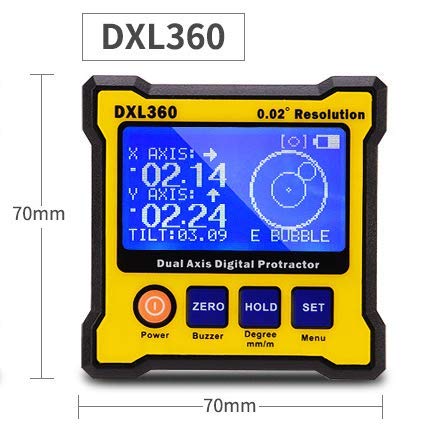 Image of Dual-Axis Digital Protractor DXL360 Level Angle Meter Accuracy ±0.1Resolution 0.02