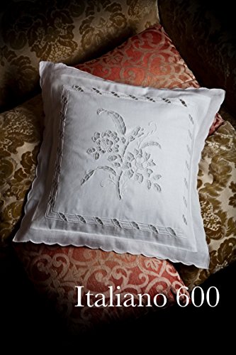 Housse de coussin brodée à la main Italien 600 mixte lin Made in Italy Cover
