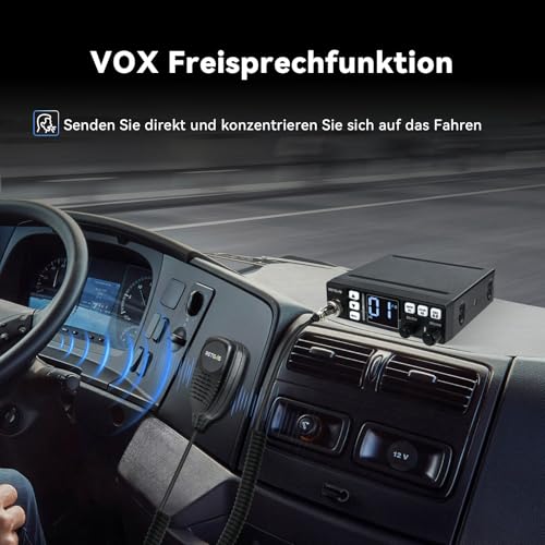 Retevis MB63 CB-Funkgerät, AM/FM CB Funk mit LCD-Display, PA-Funktion, SQ/ASQ, VOX, EMG CH9/19, Amateurfunkgerät für LKW (1 Stück,Schwarz)