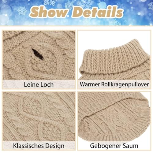 Image of BINGPET Dog Sweater for Medium Dogs, Turtleneck Knitted Clothes