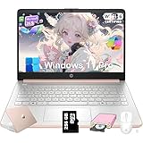 HP 2025 14 inch Everyday Laptop Computer for Student & Business - AI-Powered 1-Y Office 365 • Intel Quad-Core CPU • Ultra-Light • 16G RAM • 384G Storage (128G UFS+256G SD Card) • Win11 Pro • Rosegold