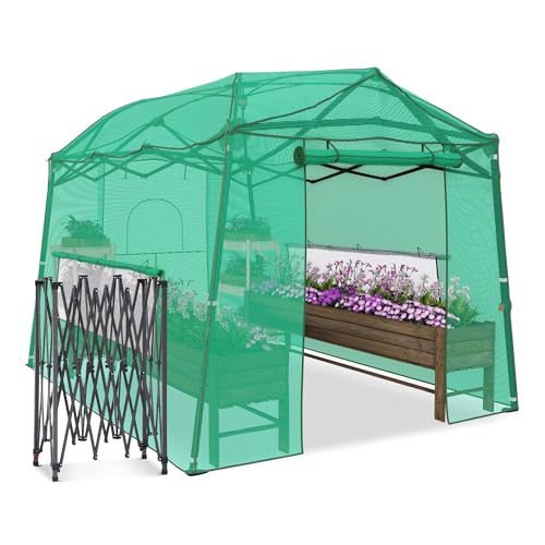 Yokayoay 11 x 8.5 x 7.5 FT Walk-in Greenhouse, Portable Pop-up Greenhouse for Indoor Outdoor, Plant Garden Green House with Zippered Doors, Screen Windows, Heavy Duty Frame and Durable PE Cover