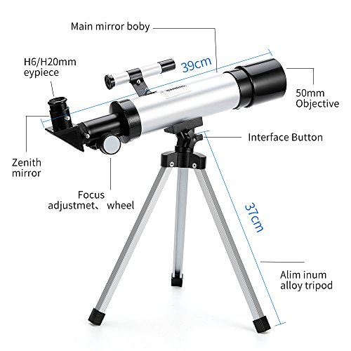 51ZhfDiZ JL Telescope for Kids, 90X Refractor Telescope, Astronomy Telescope with Tripod, 360/50mm Spotting Scope - Best Gift for Kids & Beginners - Image 5