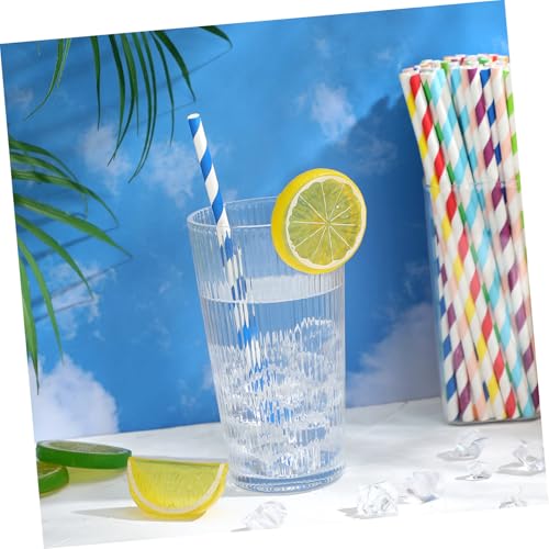 250 pitillos de papel decorativos a rayas para fiesta miniatura 6