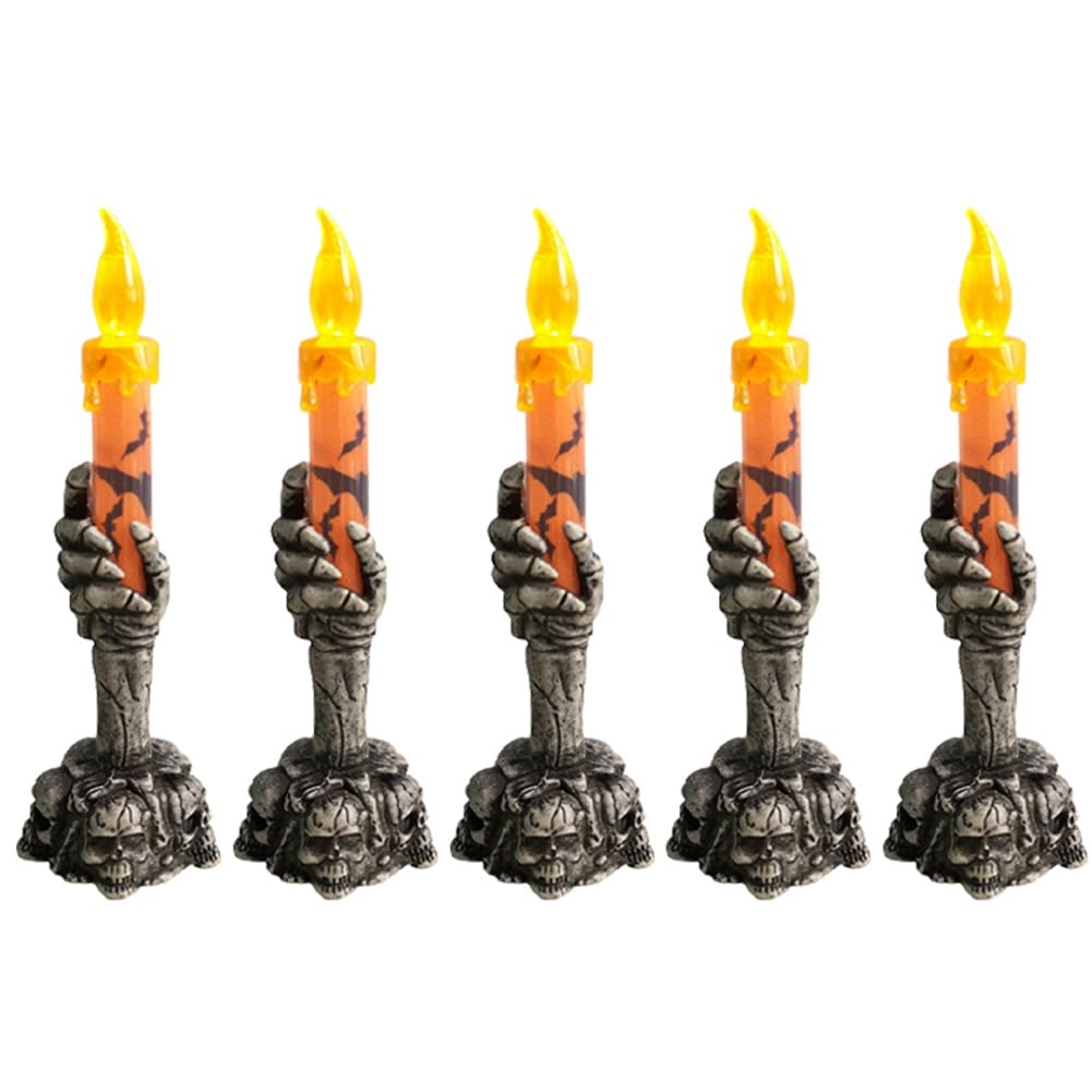 CTRLZS Halloween LED Light Skeleton Ghost Handheld Candle Light Home Table Decoration Home Decor Orange