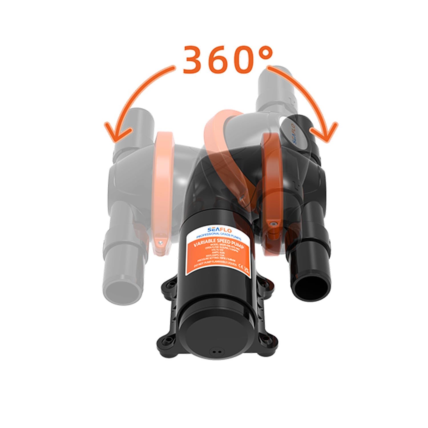 LIGHTEU®, Seaflo DC 24 V Membranpumpe Abwasserpumpe 5,0 GPM / 19 LPM Max 4 A kompakt drehbar selbstansaugend SFMTP2-07