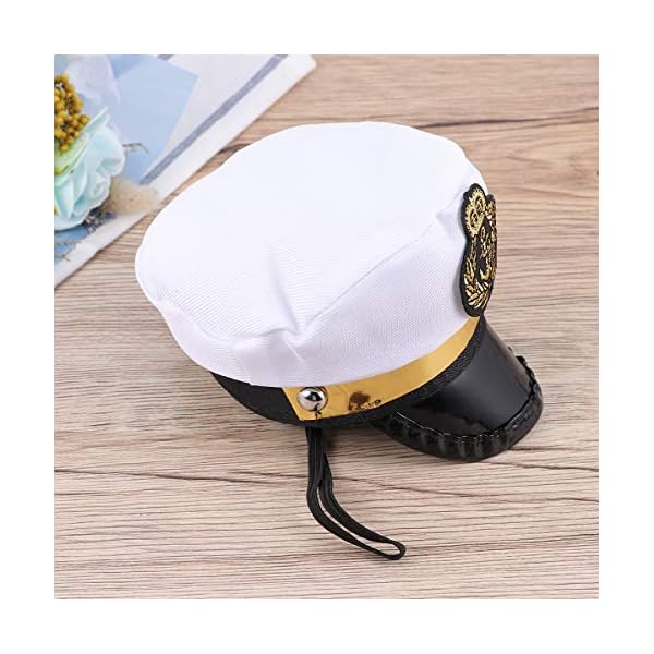 Amosfun pet captain's hat sailors sea captain white captain hat dog cat puppy sailor halloween cosplay costume hat 5. 3 inch - image 9