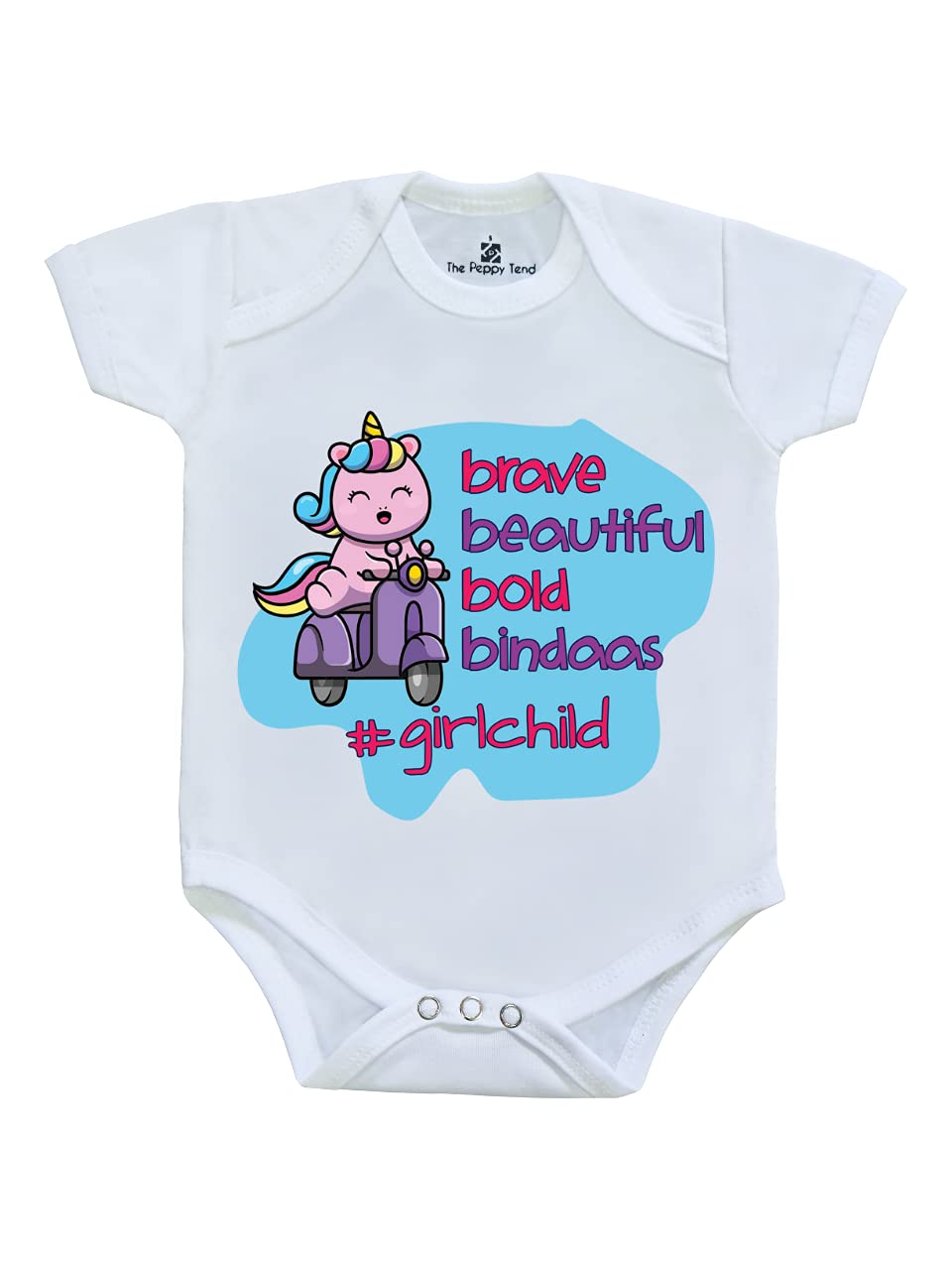 THE PEPPY TEND Brave Bold beautiful Bindaas Girlchild Baby Unisex Onesie-Romper Half Sleeves Regular Fit