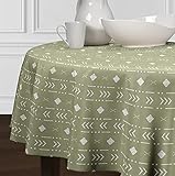 Boho Bohemian Tribal Sage Green and White Arrow Geometric Tablecloth Overlay Cover Tabletop Dining...