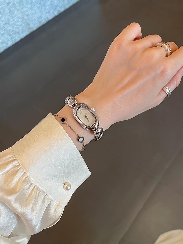 Gosasa Vintage zierliche Damen Quarz Armband Uhr - Luxus Minimalistisch Oval Gold Zifferblatt Slim Elegant Kleid Damen Diamant Armbanduhr Wasserdicht