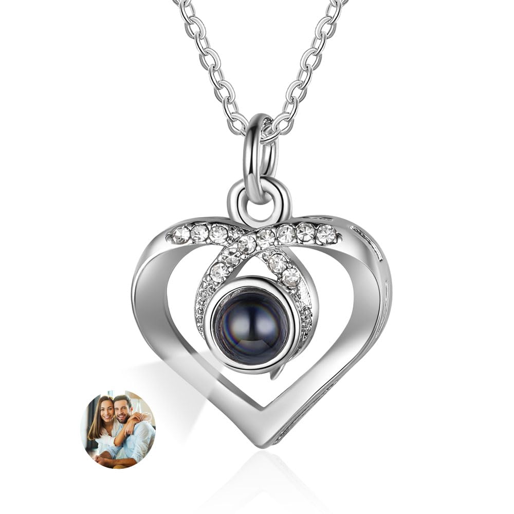 GlooracaCollares con Foto para Mujer Collar Personalizado con Foto dentro Collar de Proyeccion Collar Personalizado con Foto para Mujer Novia Mama Regalos de Cumpleaños