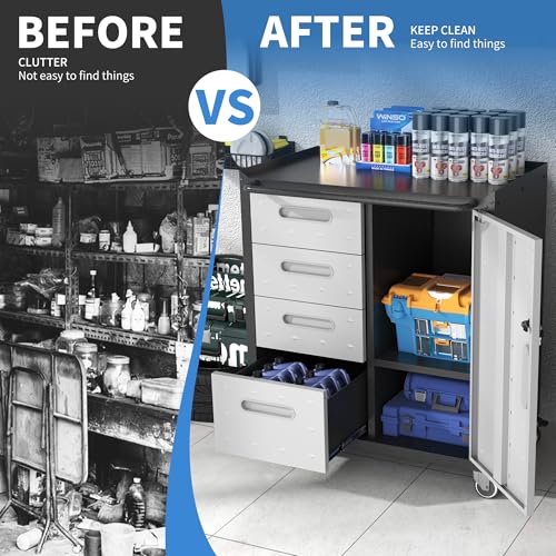 Image of Metal Storage Cabinet for Garage, Tool Cabinet, Utility Cabinet