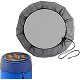 雨水タンク用メッシュカバー 水槽保護ネット 取り外し可能な引きひも付き 落ち葉防止 虫カバー 雨水貯水用ドラム缶蓋 巾着付き保護ネット 再利用可能 葉を防ぐ 庭を清潔に保つ 雨水タンクスクリーン (80cm)