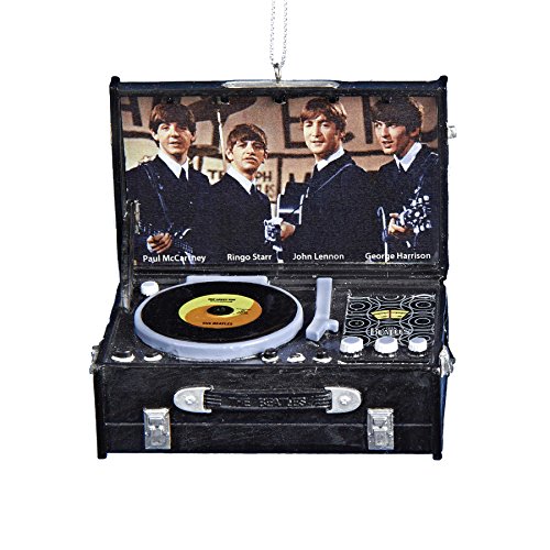 The Beatles Retro Black Suitcase Style Record Player Christmas Ornament