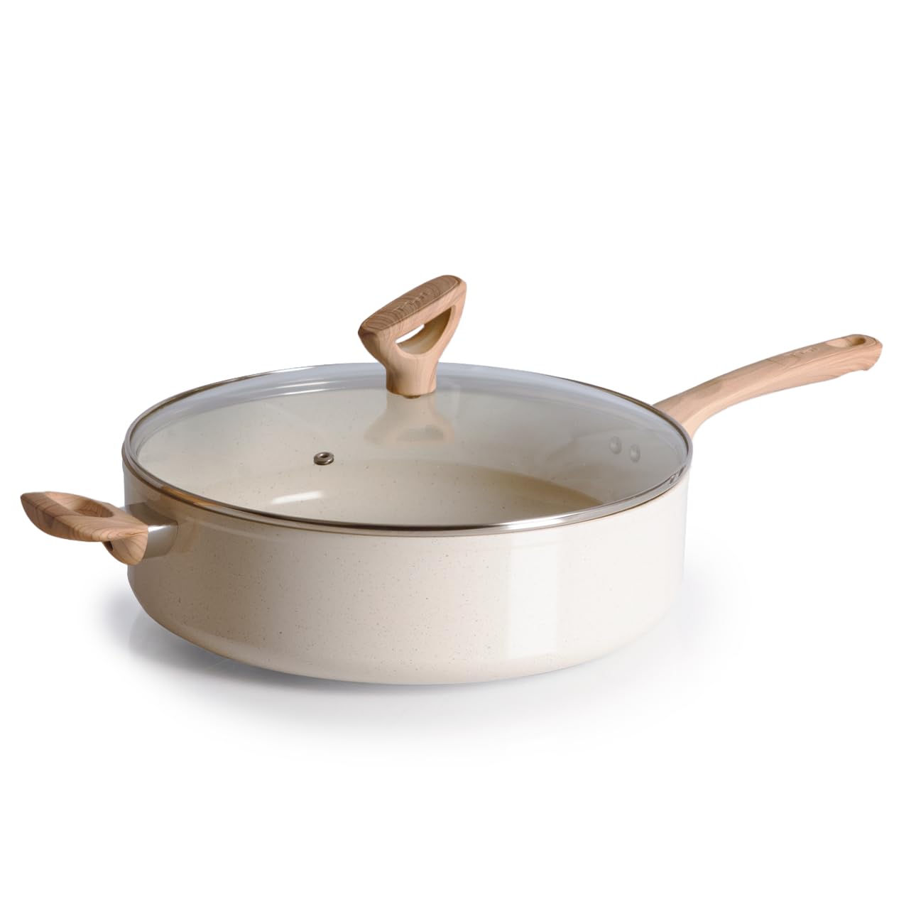 T-fal Revive ceramic nonstick saute pan beige granite