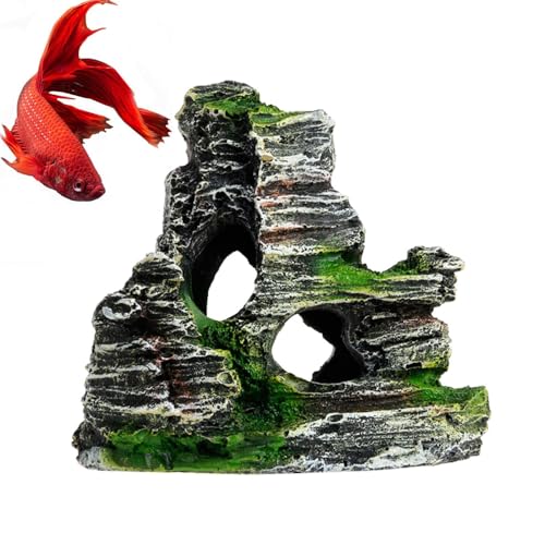 kivrimlarv Rocas de acuario, decoración de rocalla de resina para peceras, adornos de árbol de cueva de roca, decoración de acuario para tanques de agua salada de agua dulce, paisaje submarino y