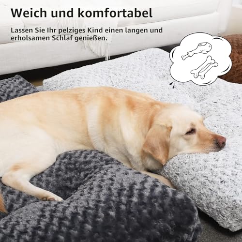 KSIIA Hundebett Grosse Hunde, Waschbar Hundekissen, 105x70cm Dunkelgrau