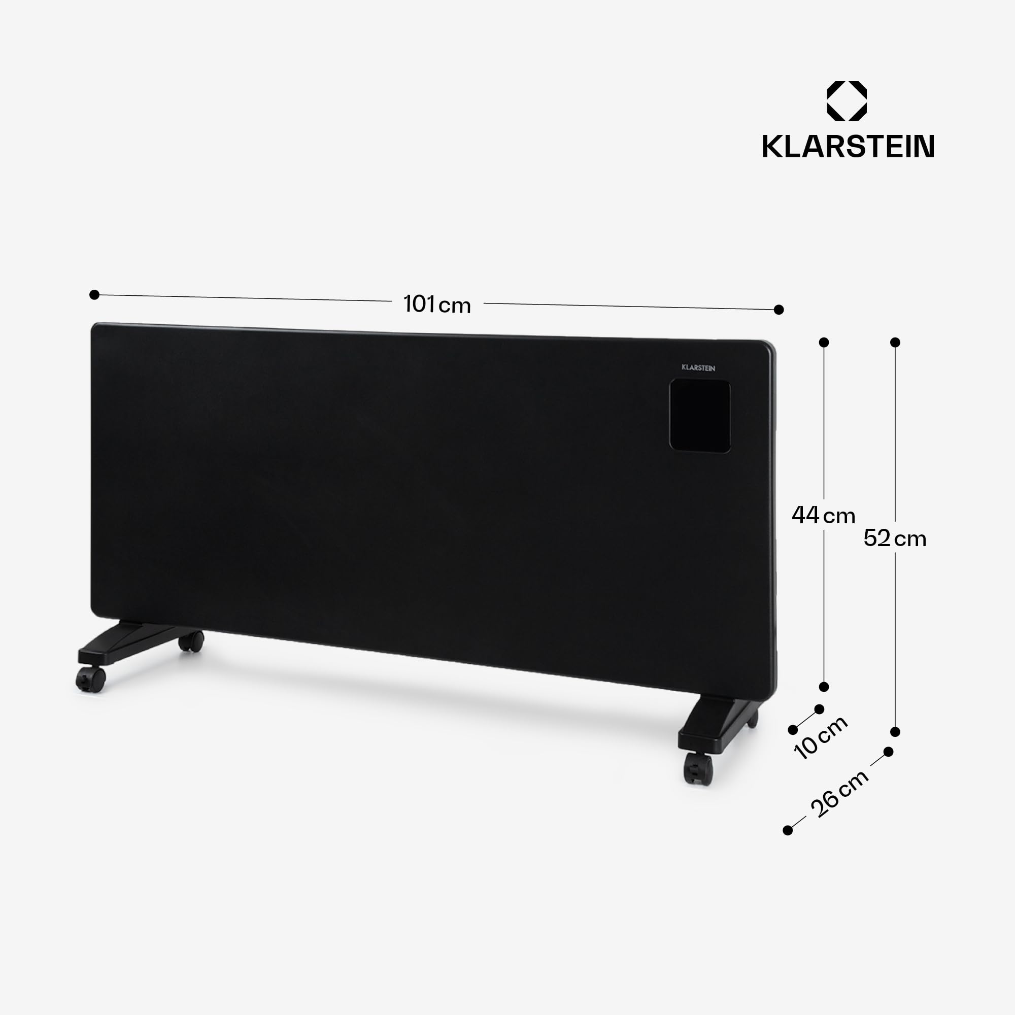 Klarstein Radiadores Bajo Consumo Electricos para Casa, Estufa Electrica de 2500W con Ruedas, Radiador Electrico Silencioso, Portátil y Delgado, Estufas con Panel para Montar en Pared y Termostato