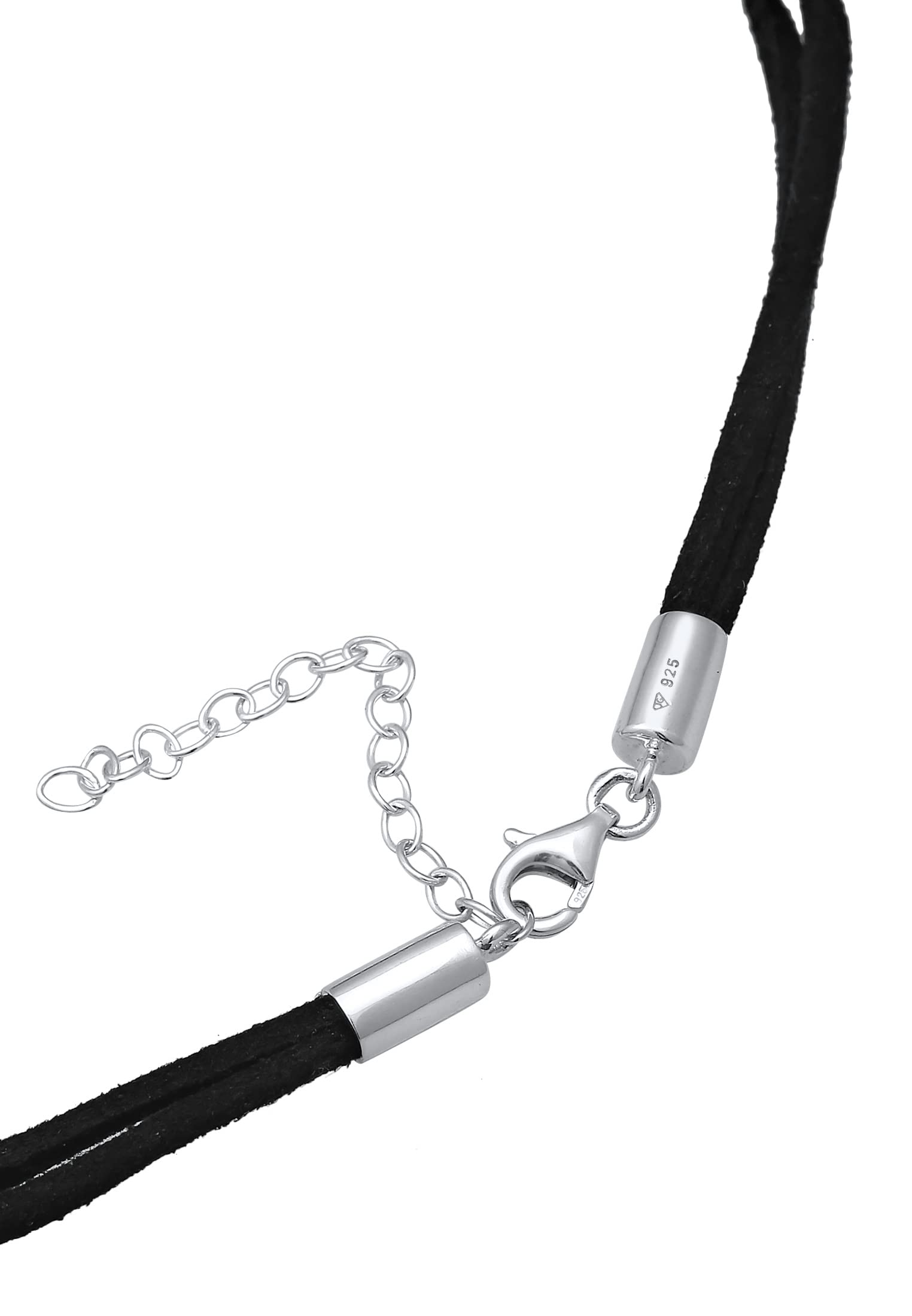 Elli Halskette Damen Choker Trend Kreis mit Veloursleder Schwarz in 925 Sterling Silber