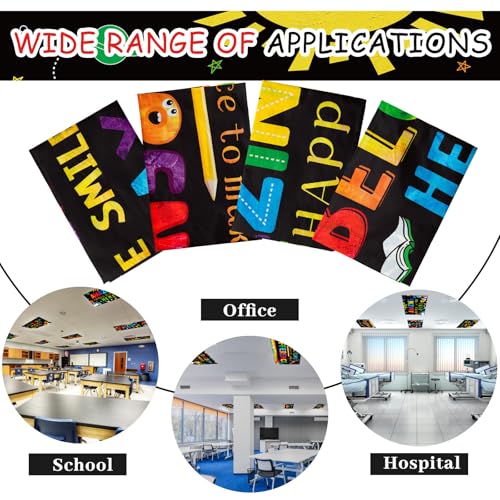 Image of ROCEEI Pack of 4 Fluorescent Light Covers for Ceiling Lights, 4 x 2 Ft, Magnetic Light Covers for Classroom Office Home School Ceiling Decor(Inspiring)