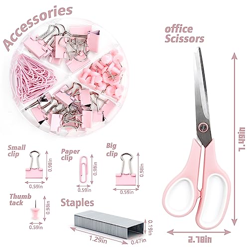 Mini material de escritório rosa, acessórios de mesa UPIHO Pink, conjunto de mini grampeador e dispe