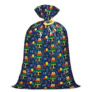 WRAPAHOLIC 56″ Large Birthday Plastic Gift Bag – Birthday Cake Jumbo Bike Bag Gift Wrap for Kids Birthdays, Baby Shower, Parties, Celebrating, or Any Occasion – 56″ H x 36″ W