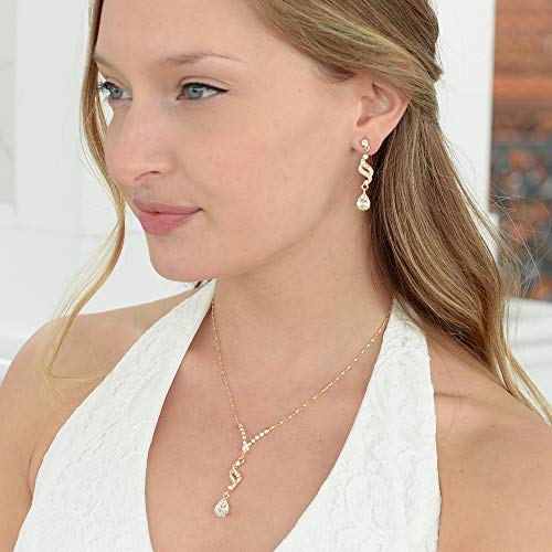 Mariell Gold Cubic Zirconia Prom Jewelry Set, Necklace & Earrings Set For Weddings, Brides, Bridesmaids #TOP4