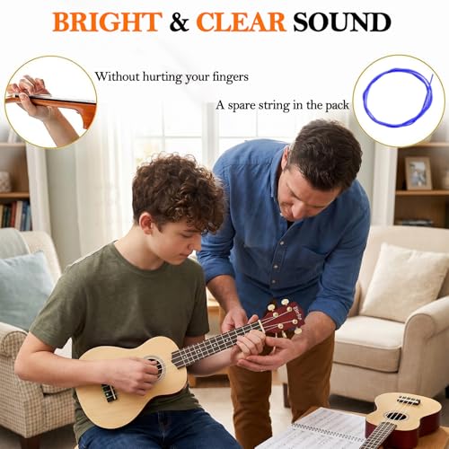 Image of Everjoys Soprano Ukulele Beginner Kit 21 Inch w /Free Online Lesson Gig Bag Tuner Picks Strap, Fast to Learn (Rainbow String)