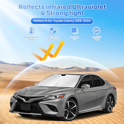 Image of Canvcle Window Shades for 2018-2024 Toyota Camry Accessories Windshield Sun Shade Side Rear Window Cover Sunshade Sun Visor Shield Privacy Protection for Camping Keep Vehicle Cool Black 6PCS