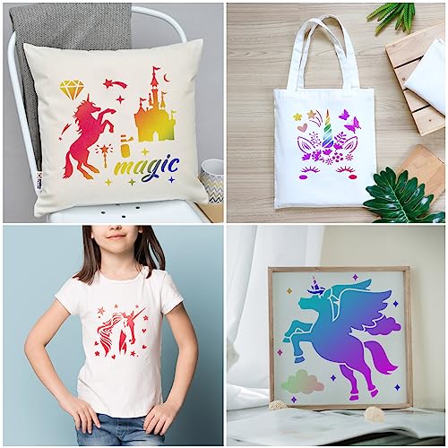 MWOOT 12 Pieces Unicorn Stencils Set for Painting DIY Drawing Plastic Template - Image 2