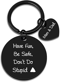 Don't Do Stupid Keychain Funny Christmas Gifts for Kids Gag 21st Birthday Valentine Gifts for Son Daughter from Mom Dad New Driver Gifts for Teen Girls Boys Teenager Stocking Stuffer Graduation Gifts