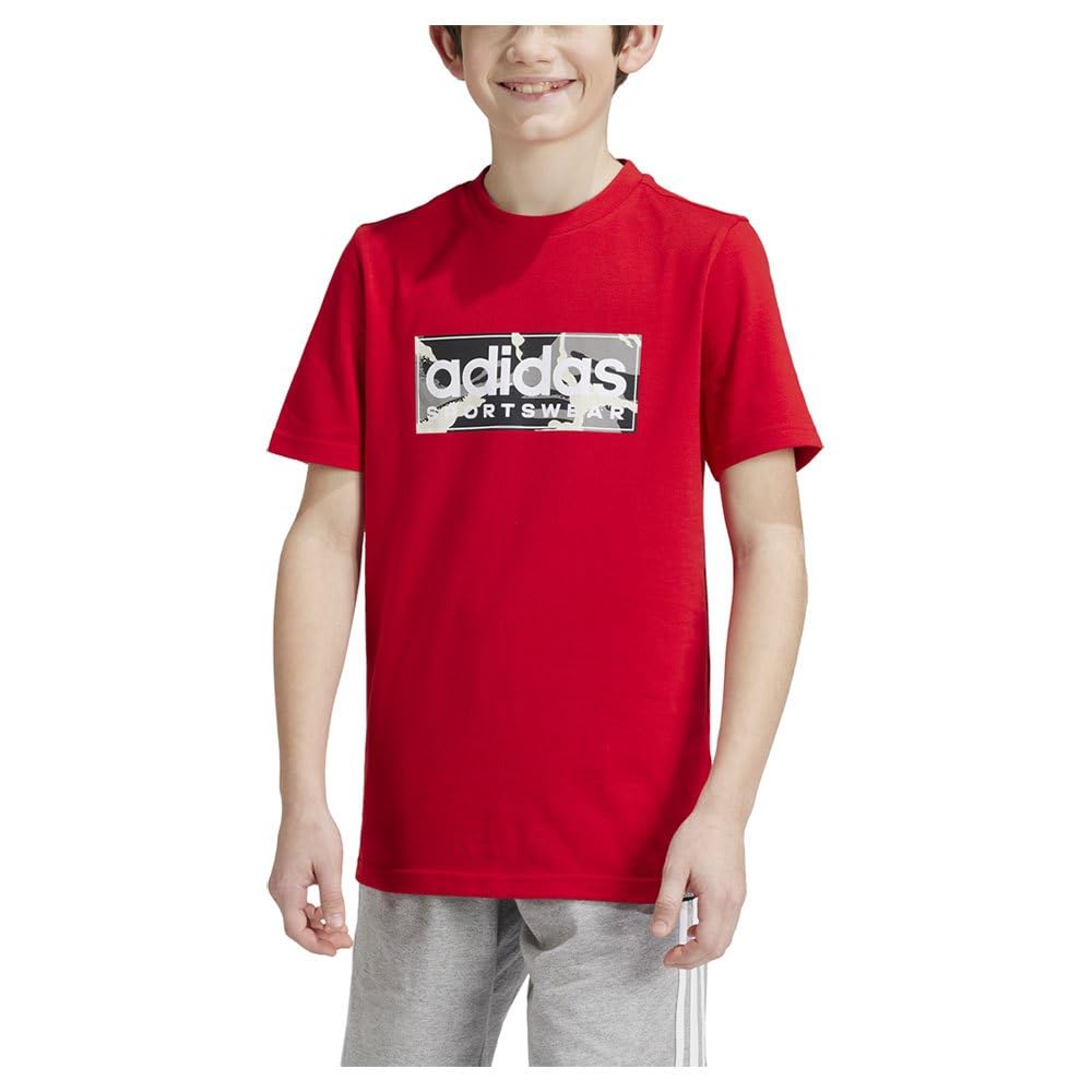 adidas Boys' Camo Linear Junior Boys Graphic Tee, 7-8 Years