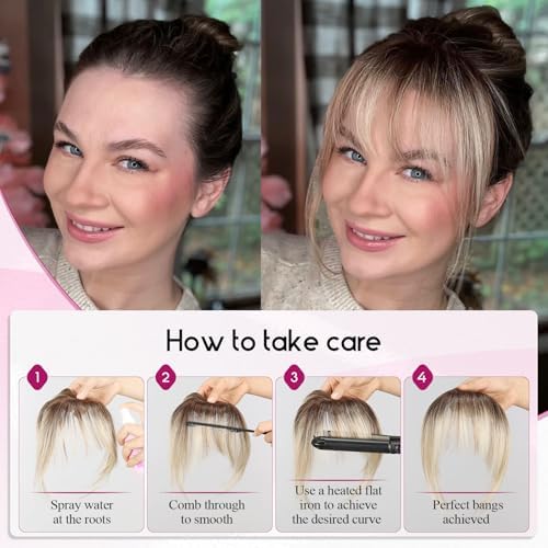 EMMOR Clip in Bangs, 100% Human Hair Bangs with 3 Non-slip Clips, 360°Cover Top HairPieces with 5 inch Wispy Fringes for enhancing Women's Facial Features(Ash Brown) - Image 6
