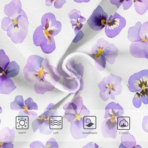 Cotton Girls Underwear Toddlers Purple Violet Pansy Flowers White Little Girl Panties Artistic Kids Briefs Undies 2t3