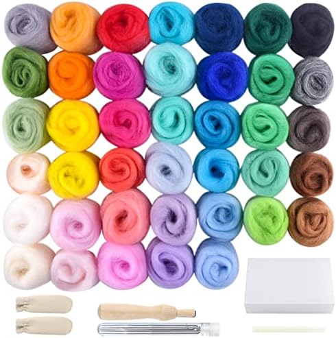TUPARKA Felting Wool Roving Wool Felting Supplies Wool Roving Felting Basic Kit for Needle Felting Wool DIY Craft Beginners 40 Colors