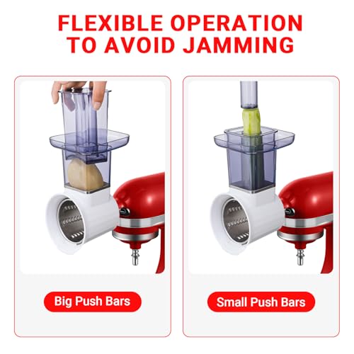 Image of Slicer & Shredder Attachment for Kitchen Aid Stand Mixers, with 2.8IN Large Feed Chute, Oversized Cheese Grater Accessories with 4 Food Grade Blades, 304 Stainsless Steel, Dishwasher Safe