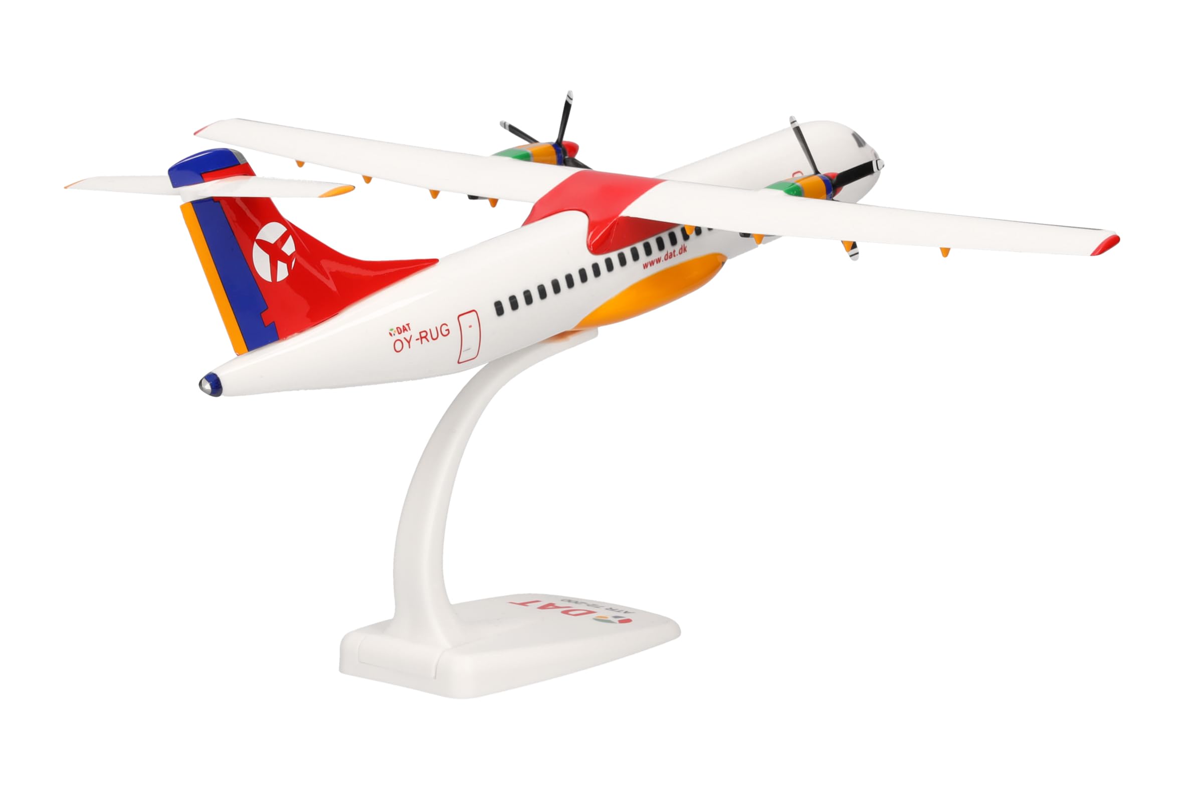 Herpa Snap-Fit modèle Avion DAT ATR-72-200, Miniature à l’échelle 1:100, pièce de Collection, modèle avec Socle, Plastique