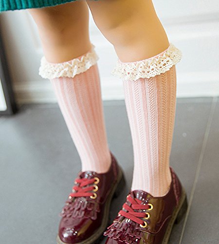 Little Girls Cute Macrame Knee High Tube Socks Cotton Dress Stockings2