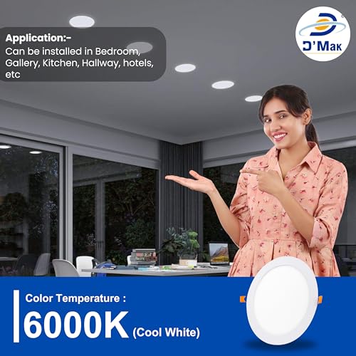 Image of D'Mak 22 Watt Round LED Conceal Panel Light for POP & False Ceiling - Cool White LED Ceiling Panel Light - Energy-Efficient and Stylish Design (Pack of 1)