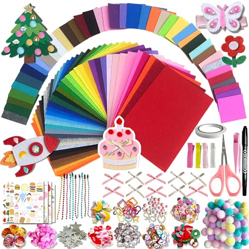 Craft Felt Sheets Kit 80PCS Nonwoven Fabric, 40 Colors in 2 Sizes (8x12 & 4x4 in), DIY Arts and Crafts Supplies with Decoration for Holiday Projects bzb Felt