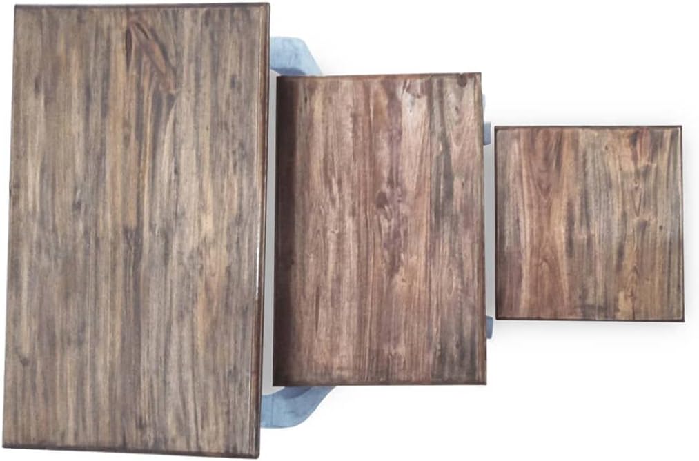 Nesting Table Set 3 Pieces,Hallway Table,Accessories for Bedroom,Small Table,Handmade,for Small Spaces, Accent Nightstand, Sofa Table, Living Room, Bedroom, Solid Reclaimed Wood