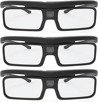 AWOL VISION DLP Link 3D Glasses 3 Packs, Rechargeable Active Shutter Eyewear compatiable with AWOL VISION LTV-2500, LTV-3500, Vanish TV & Other DLP-Link 3D projectors 3 Packs