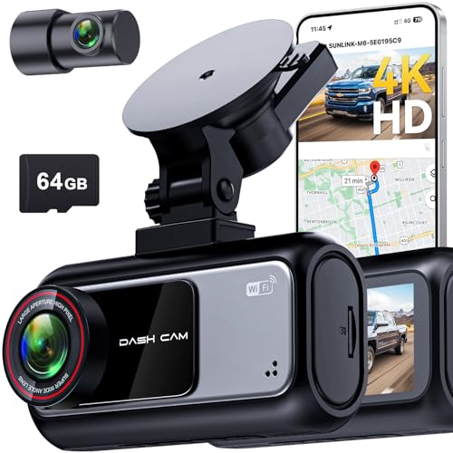Pemacom Truck Dash Cam Easy-Steup: Dual Camera 4K Front and 2K Rear with Night Vision GPS WiFi Clear Captures Pickup Trucks License Plates - 72H Parking Monitoring for Daily Commute