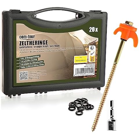 com-four® 20x Robust Steel Tent Pegs Cover
