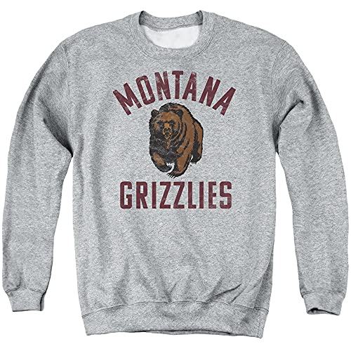 University of Montana Official Grizzlies Logo Unisex Adult Crewneck Sweatshirt ,Athletic Heather, X-Large, CLCMT201-AS-4