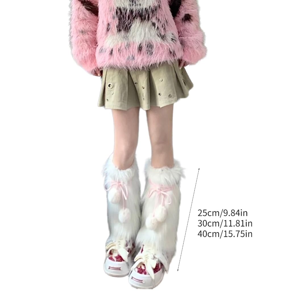 Women Furs Leg Warmer Winter Furry Long Boot Cuffs Fuzzy Party Costume for Holiday Festival Performances Play