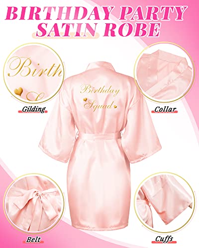 Hicarer 12 Pcs Women's Birthday Party Robes Gold Glitter Queen Squad Kimono Silky Nightgown Satin Bathrobes Dressing Gown2