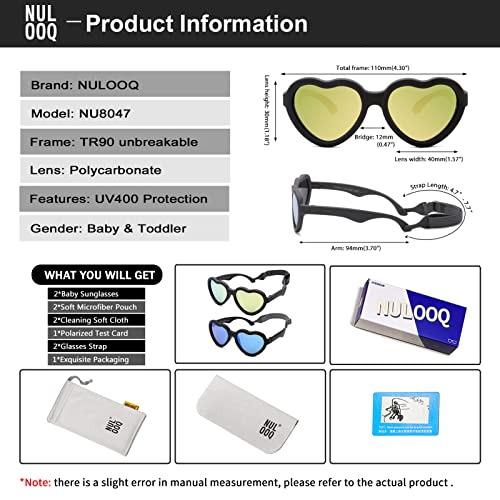Image of Flexible Heart Shaped Baby Polarized Sunglasses with Strap Adjustable Toddler & Infant Age 0-24 Months